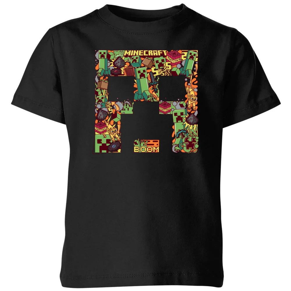 Minecraft Face Kids' T-Shirt - Black - 3-4 ans Image 1