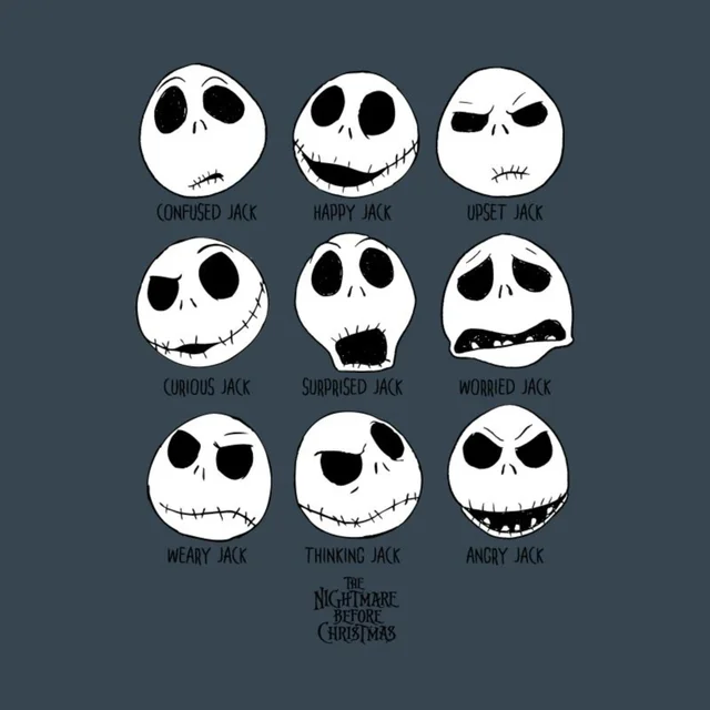 The Nightmare Before Christmas Many Faces Unisex T-Shirt - Charcoal