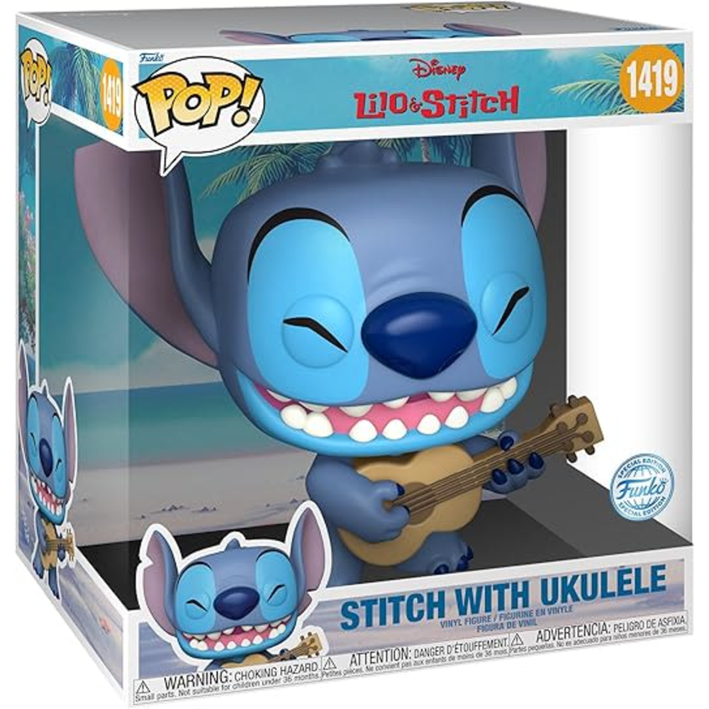 Stitch Funko Pop! Jumbo Vinyl Figure with Ukulele Image 1