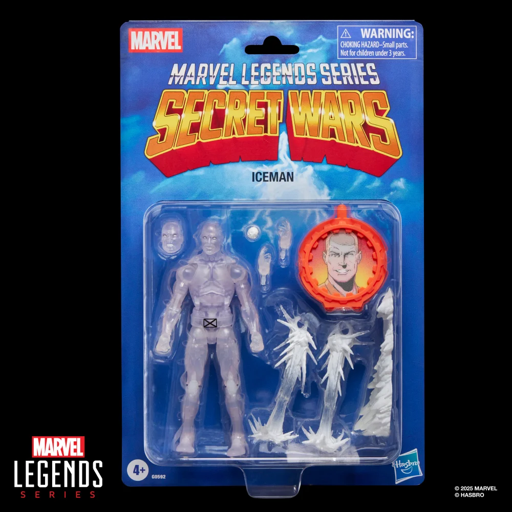 Hasbro Marvel Legends Series Secret Wars Ice Man, Retro Marvel Comics Collectible Action Figure (6”) Image 1