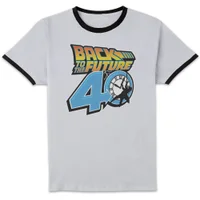 Back To The Future Anniversary Logo Unisex Ringer T-Shirt - White/Black
