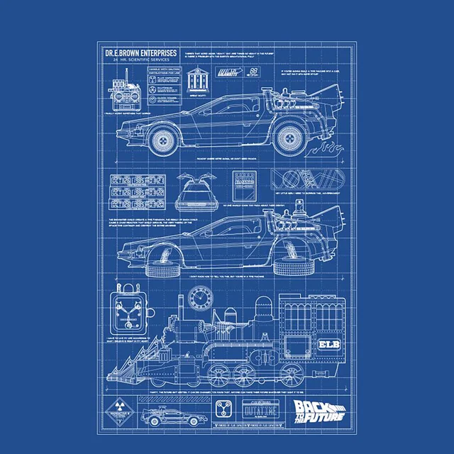 Back To The Future Schematics Unisex T-Shirt - Blue