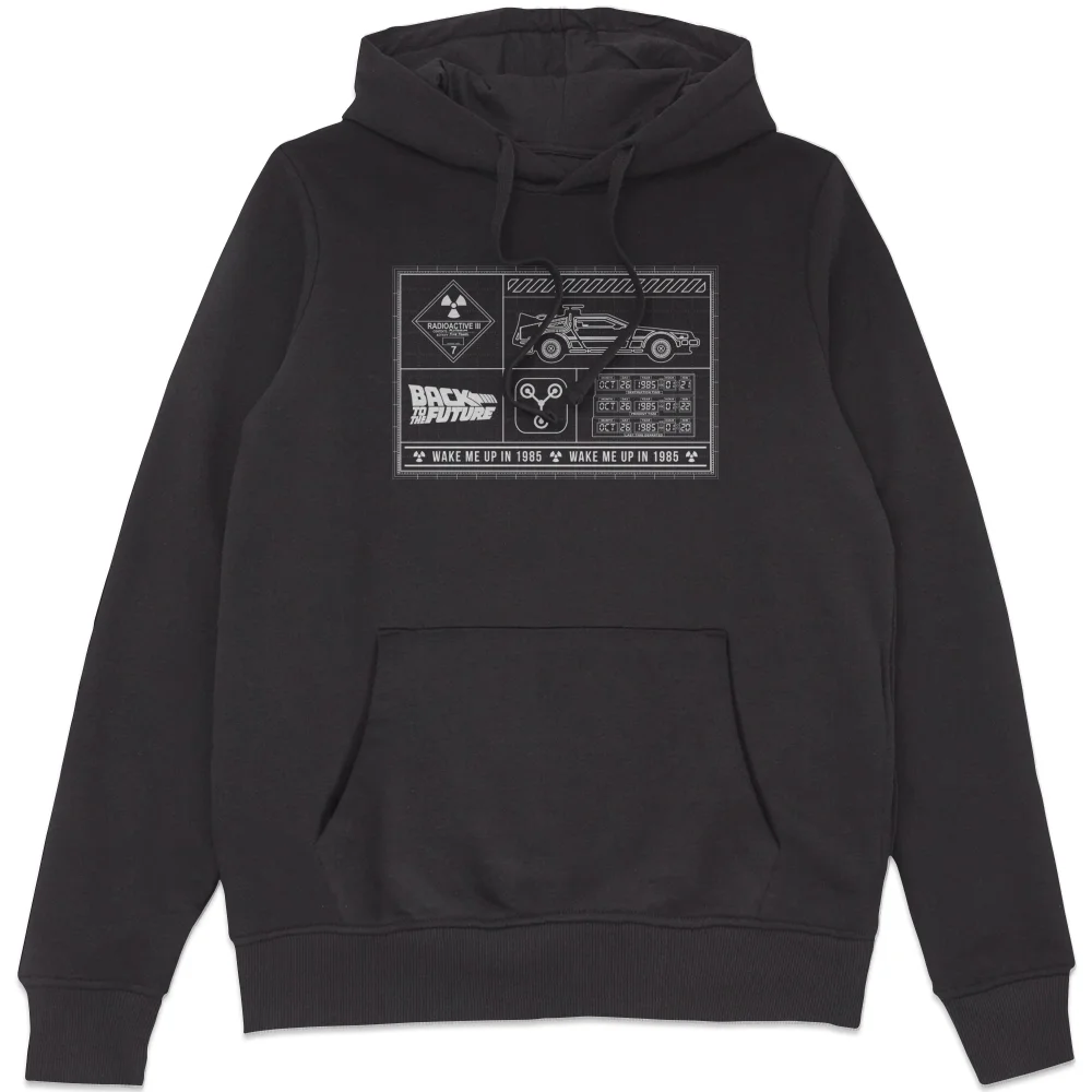 Back To The Future Schematics Hoodie - Black - S Image 1