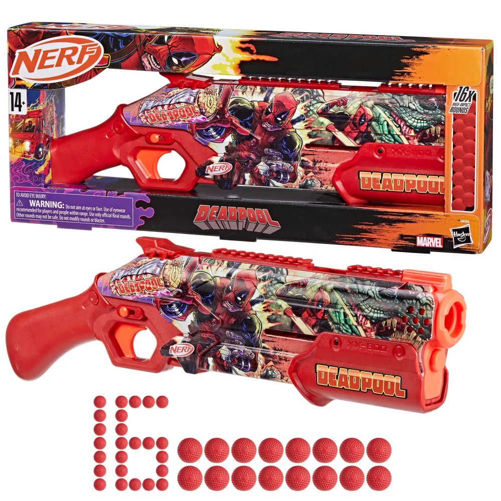 Nerf Marvel Deadpool Blaster, 16 Nerf Rival Accu-Rounds, Pump Action, Gifts for Teens, 14+ Image 1