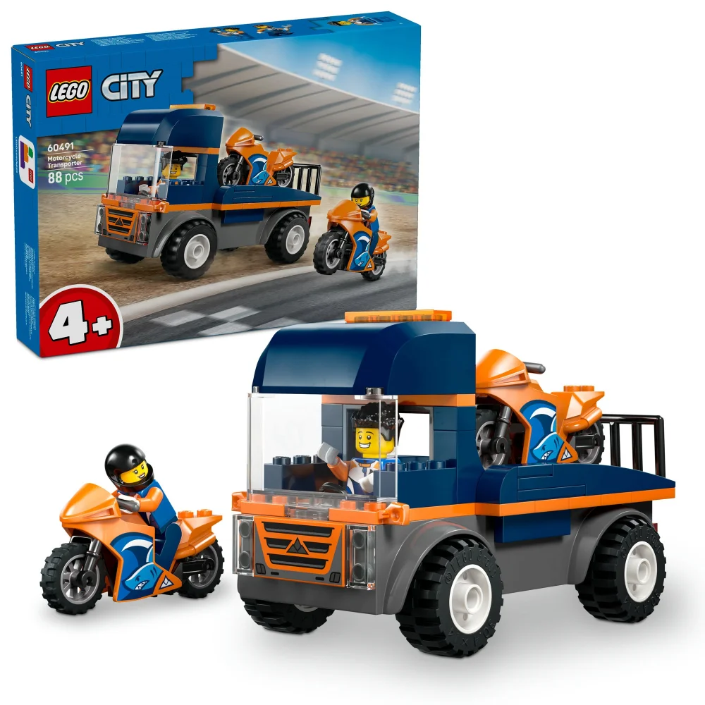 LEGO City Motorcycle Transporter Toy and 2 Minifigures 60491 Image 1