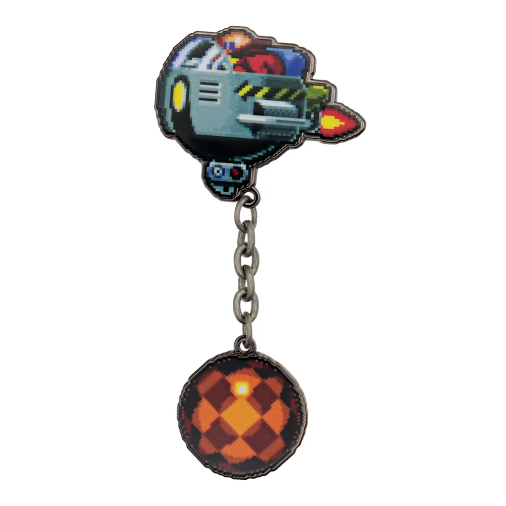 Sonic The Hedgehog – Dr. Eggman Egg Mobile Chained Pin Badge Image 1