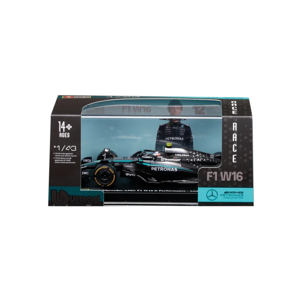 Bburago F1 Mercedes AMG W16 2025 Antonelli With Helmet 1:43 Scale Model Image 1