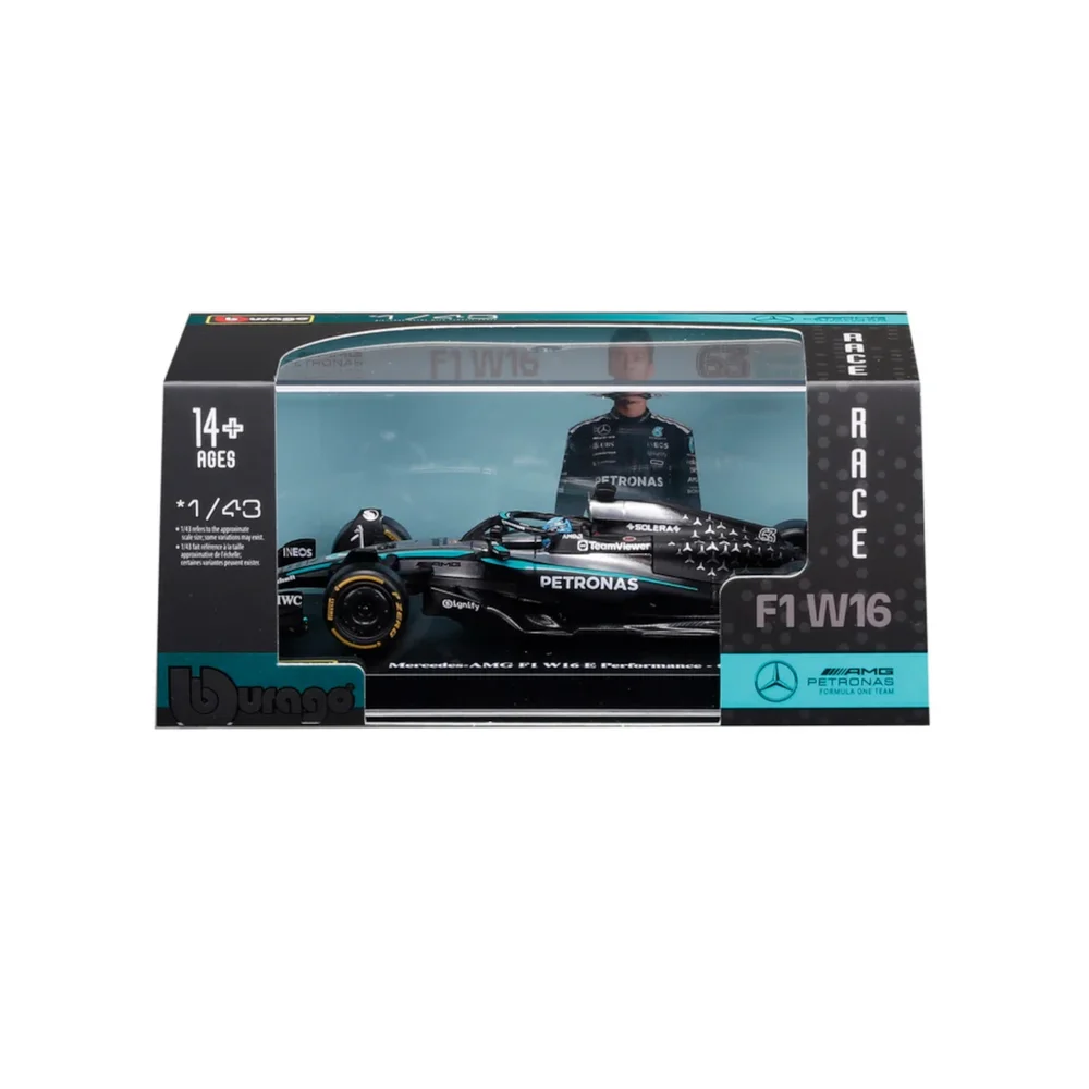 Bburago F1 Mercedes AMG W16 2025 Russell With Helmet 1:43 Scale Model Image 1