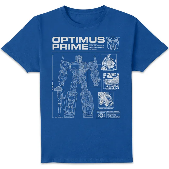 Transformers Optimus Prime Schematic Men's T-Shirt - Blue