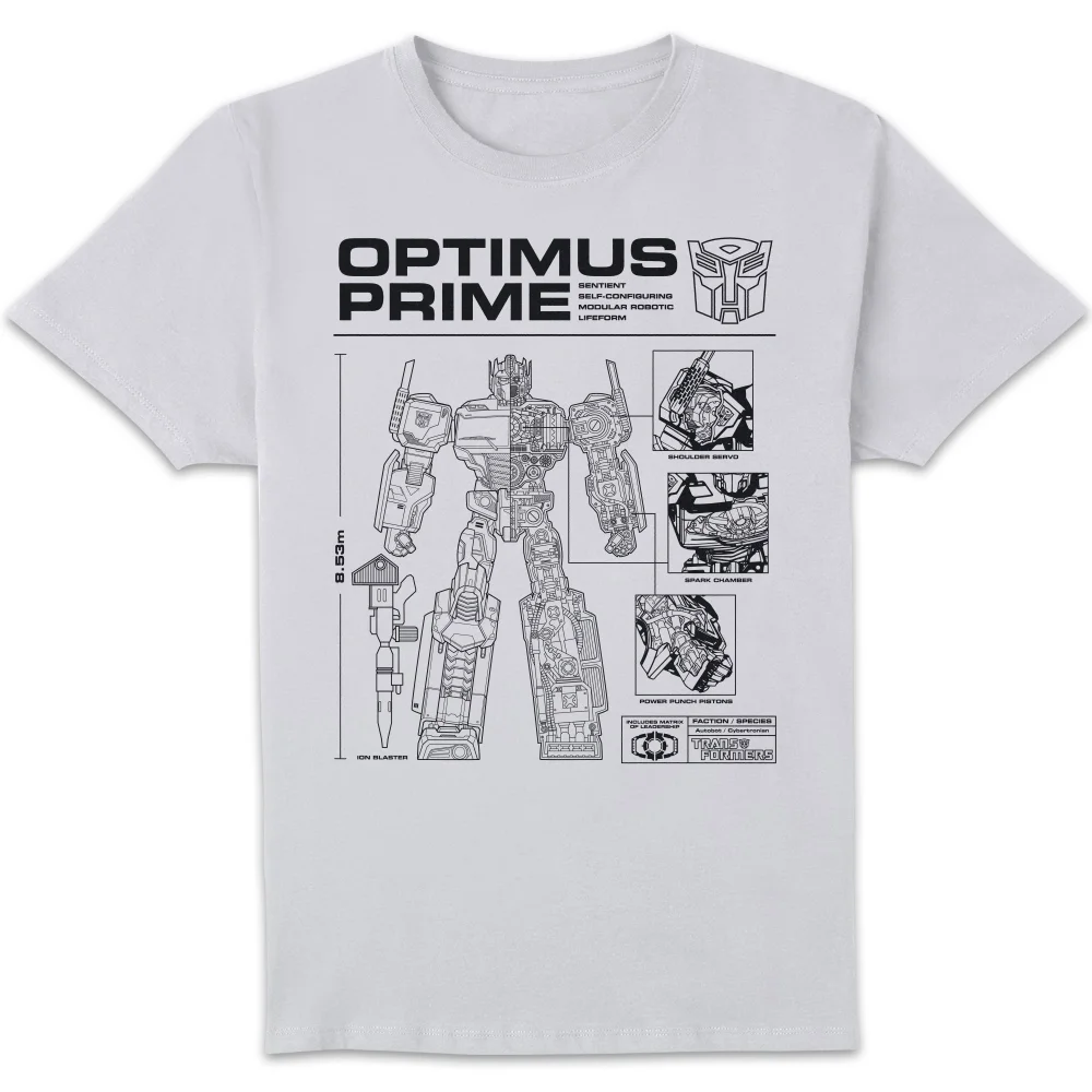 Transformers Optimus Prime Schematic Men's T-Shirt - White - 5XL Image 1