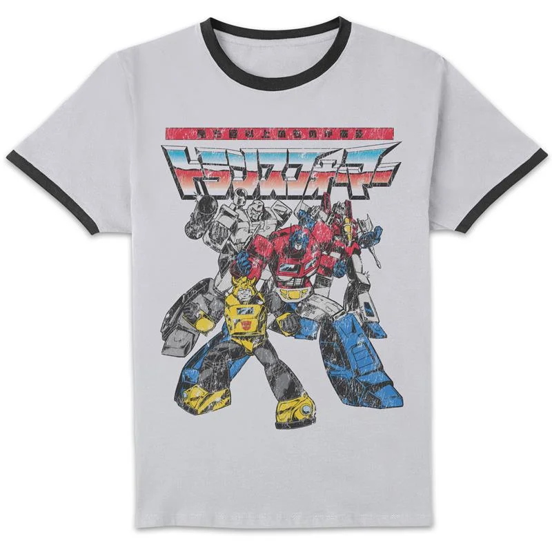 Transformers Retro Japanese Comic Ringer T-Shirt - White/Black - S Image 1