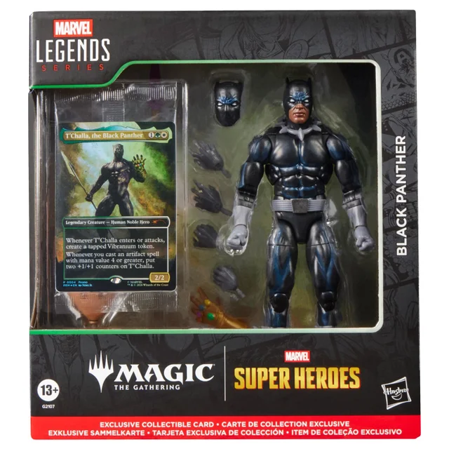 Marvel Legends Series Marvel Super Heroes Magic: The Gathering Black Panther, Action Figure plus Exclusive Foil Trading Card