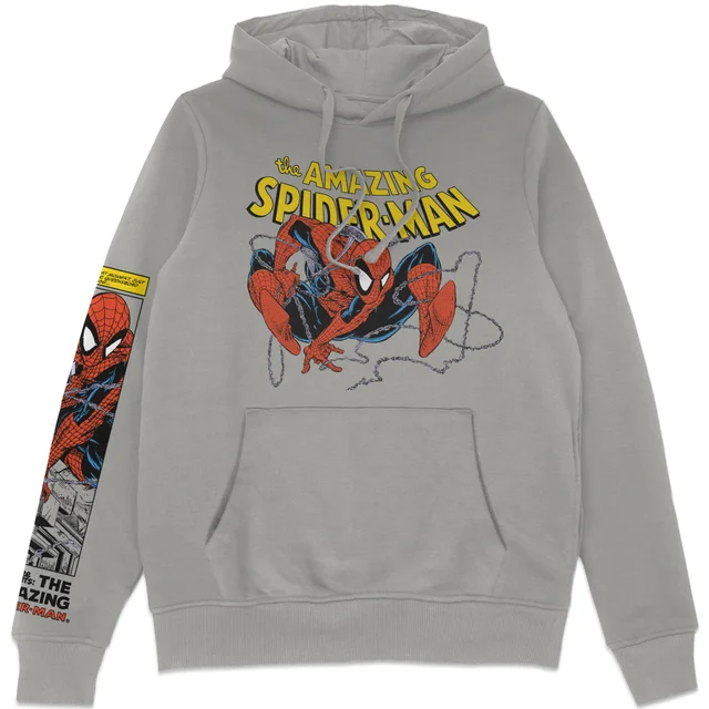 Marvel Comics x Zavvi Exclusive Spiderman Webslinger Premium Heavyweight Hoodie - Grey