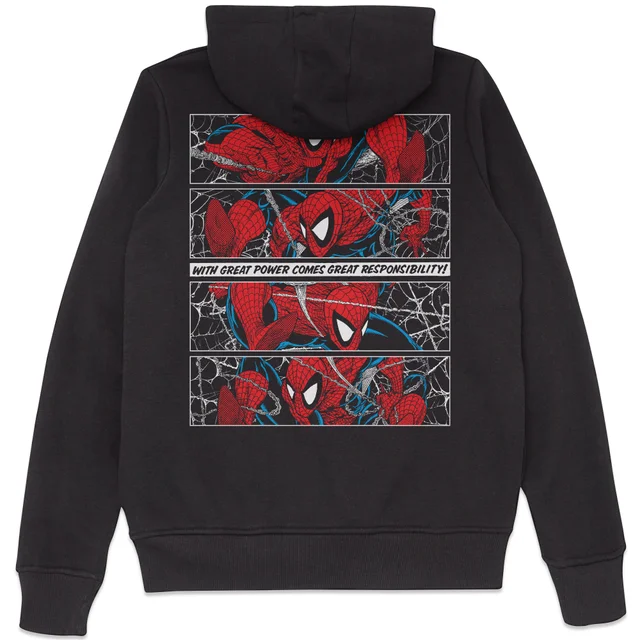 Marvel Comics x Zavvi Exclusive Spiderman Great Power Premium Heavyweight Hoodie - Black