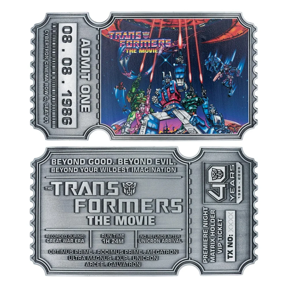 Transformers: The Movie – Limited Edition 40th Anniversary Metal Replica Movie Ticket Image 1