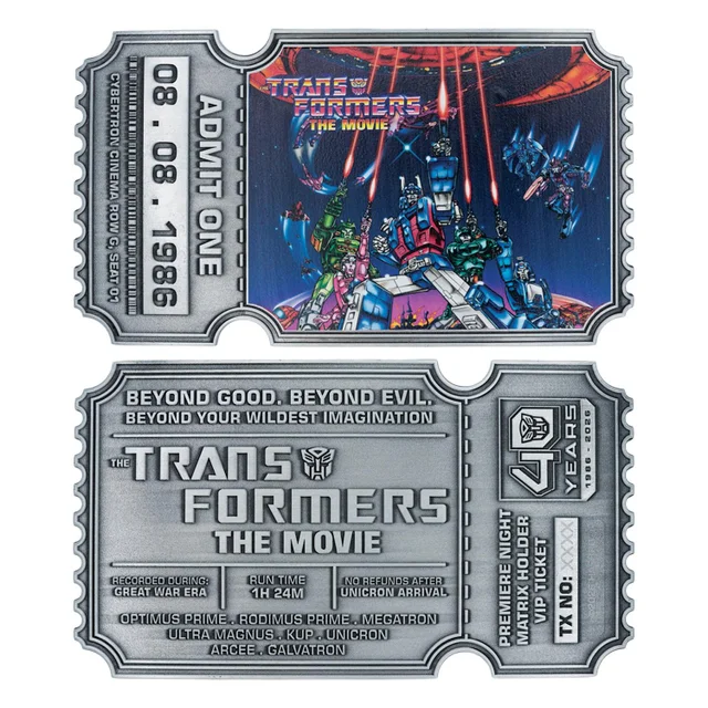 Transformers: The Movie – Limited Edition 40th Anniversary Metal Replica Movie Ticket