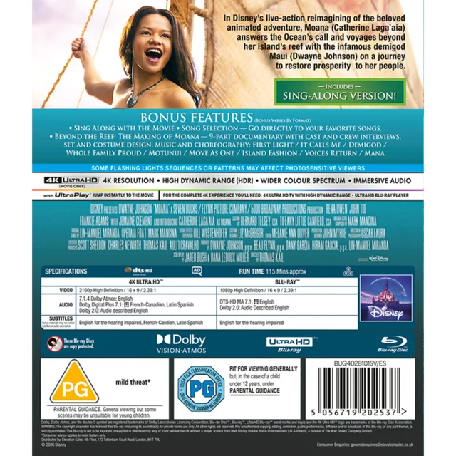Disney's Moana (Live action) 4K UHD & Blu-ray