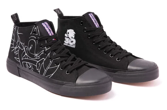 AKEDO X 30ÈME ANNIVERSAIRE SONIC<BR> CHAUSSURES NOIRES ADULTE COUPE HAUTE