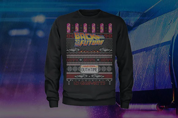 PULL DE NOËL RETOUR VERS LE FUTUR