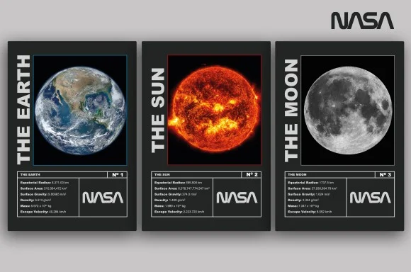 POSTERS TERRE, LUNE ET SOLEIL - MISSIONS NASA