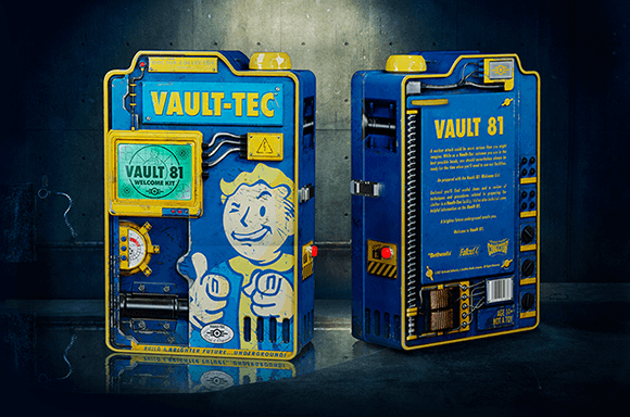 Kit de bienvenue Fallout de l'habitant de la chambre forte avec projecteur de diapositives Vault-Tec - Doctor Collector.