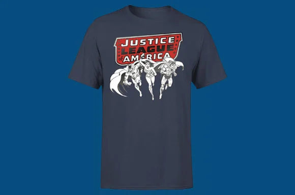 T-SHIRT LIGUE DES JUSTICIERS<br>ENCRE MÉTALLIQUE